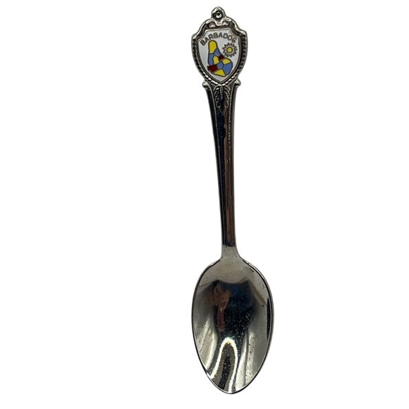 Vintage Tobago Collectible Souvenir Spoon With Enamel Crest B13 - Picture 1 of 3